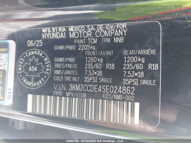 Aukcja sprzedaży 2025 Hyundai Tucson Sel, vin: 3KMJCCDE4SE024862, numer aukcji: 12664709