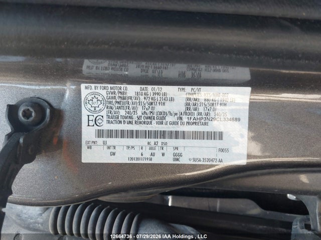 2012 Ford Focus Titanium მანქანა იყიდება აუქციონზე, vin: 1FAHP3N29CL334689, აუქციონის ნომერი: 12664736