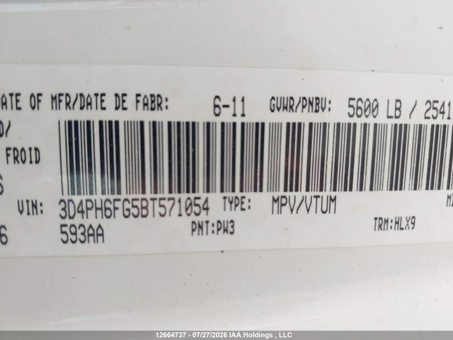 Продаж на аукціоні авто 2011 Dodge Journey R/t, vin: 3D4PH6FG5BT571054, номер лоту: 12664737