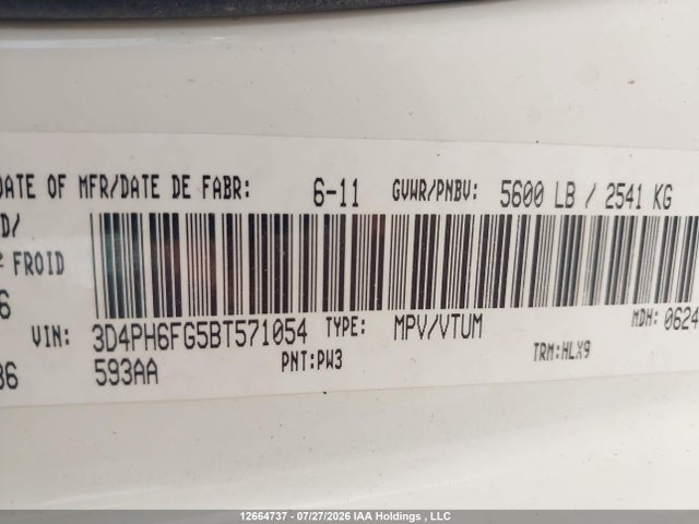 Продаж на аукціоні авто 2011 Dodge Journey R/t, vin: 3D4PH6FG5BT571054, номер лоту: 12664737
