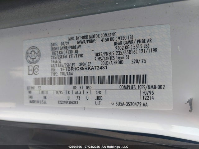 Ford Transit T-250 2024 1FTBR1C85RKA72481 Image 9