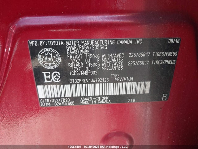 Toyota RAV4 LE 2018 2T3ZFREV1JW492128 Image 9