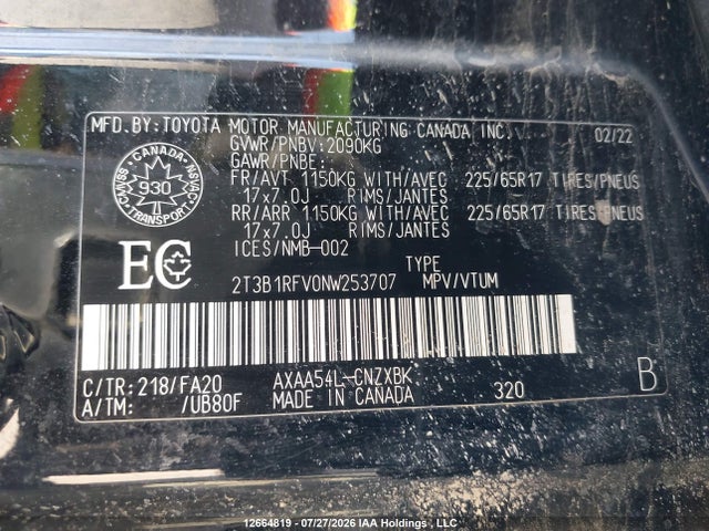 Toyota RAV4 LE 2022 2T3B1RFV0NW253707 Image 9