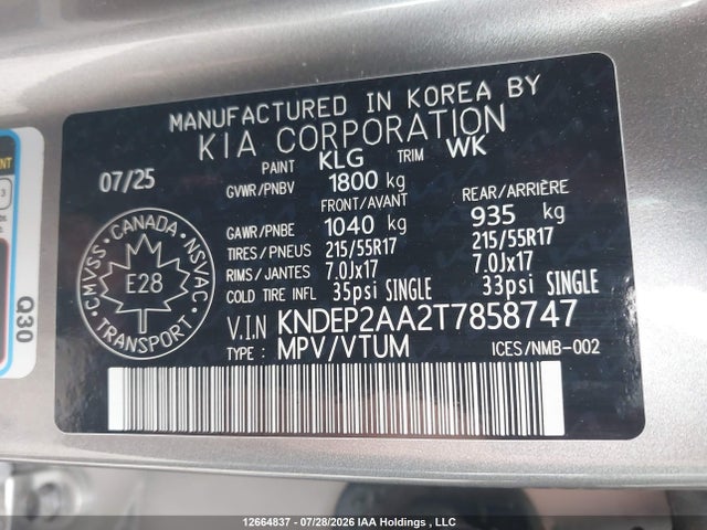 12664837 :رقم المزاد ، KNDEP2AA2T7858747 vin ، 2026 Kia Seltos Lx Fwd مزاد بيع