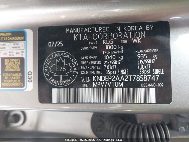 12664837 :رقم المزاد ، KNDEP2AA2T7858747 vin ، 2026 Kia Seltos Lx Fwd مزاد بيع