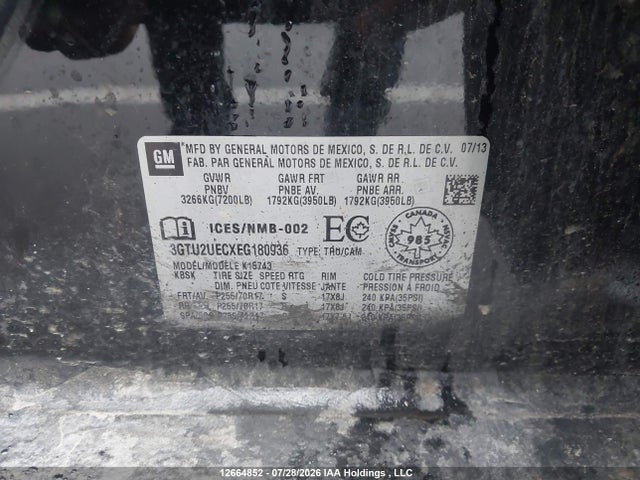 Продажа на аукционе авто 2014 Gmc Sierra K1500 Sle, vin: 3GTU2UECXEG180936, номер лота: 12664852