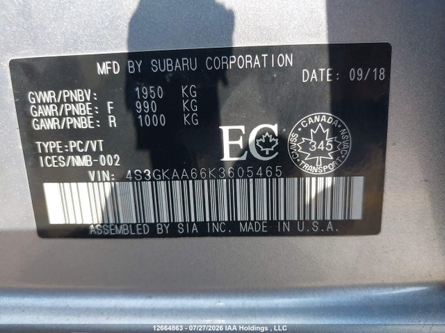 Subaru Impreza 2019 4S3GKAA66K3605465 Image 19