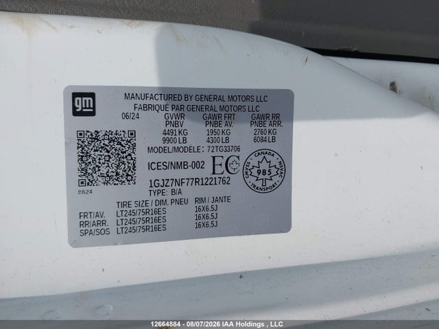 Продажа на аукционе авто 2024 Gmc Savana 3500 Ls, vin: 1GJZ7NF77R1221762, номер лота: 12664884