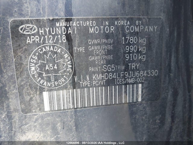 Aukcja sprzedaży 2018 Hyundai Elantra Limited, vin: KMHD84LF9JU684330, numer aukcji: 12664896