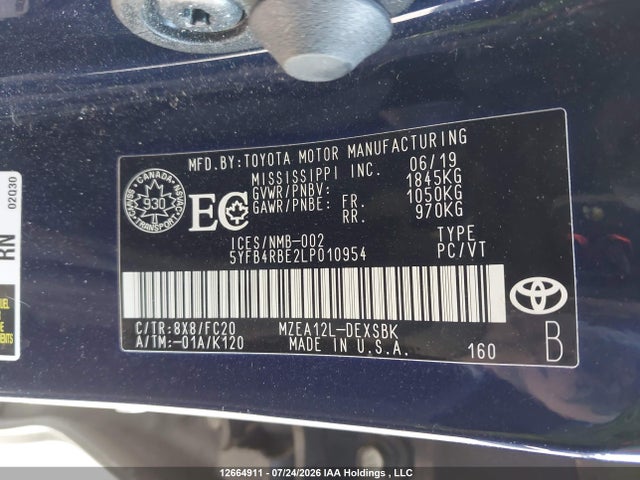 Toyota Corolla Se/xse 2020 5YFB4RBE2LP010954 Image 9