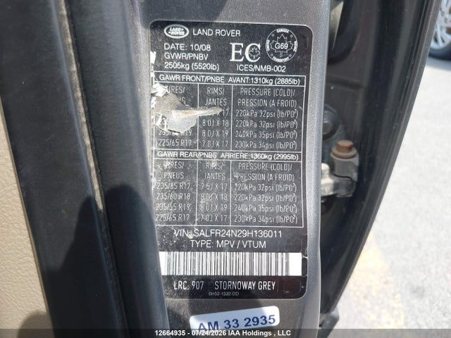 Продаж на аукціоні авто 2009 Land Rover Lr2, vin: SALFR24N29H136011, номер лоту: 12664935