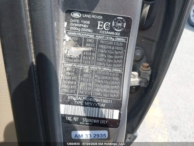 Продаж на аукціоні авто 2009 Land Rover Lr2, vin: SALFR24N29H136011, номер лоту: 12664935