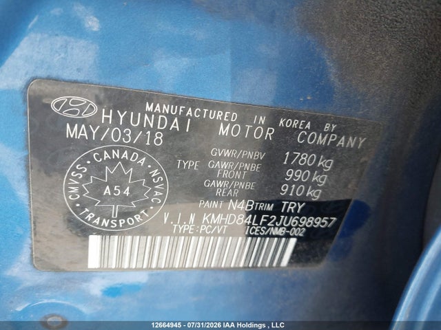 Aukcja sprzedaży 2018 Hyundai Elantra Gl, vin: KMHD84LF2JU698957, numer aukcji: 12664945