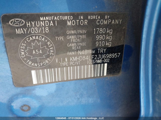 Aukcja sprzedaży 2018 Hyundai Elantra Gl, vin: KMHD84LF2JU698957, numer aukcji: 12664945