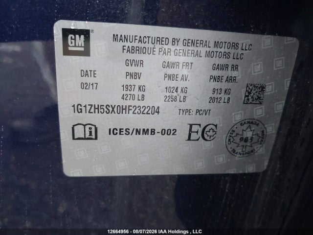 1G1ZH5SX0HF232204 Chevrolet Malibu Premier
