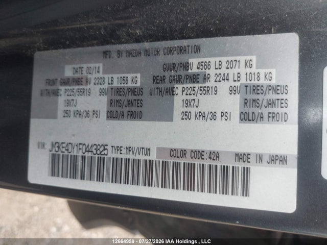 Продаж на аукціоні авто 2015 Mazda Cx -5 Gt 4dr Awd, vin: JM3KE4DY1F0443825, номер лоту: 12664959