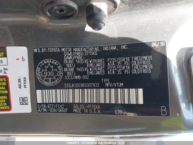 Продаж на аукціоні авто 2011 Toyota Sienna Le, vin: 5TDJK3DC8BS007833, номер лоту: 12664973