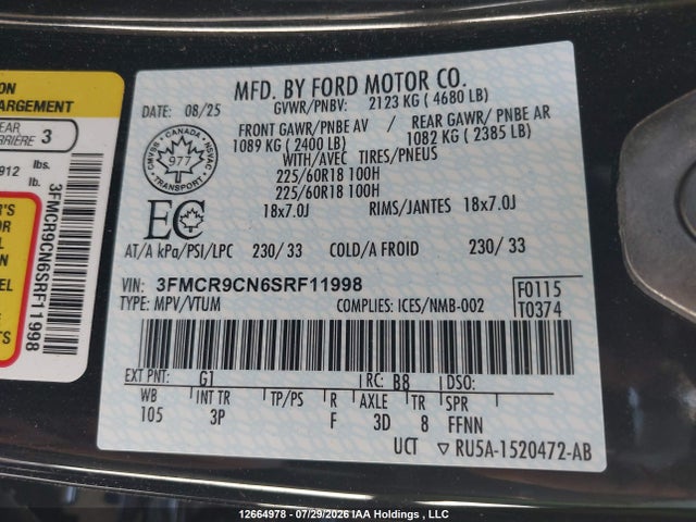 Ford Bronco Sport 2025 3FMCR9CN6SRF11998 Image 9