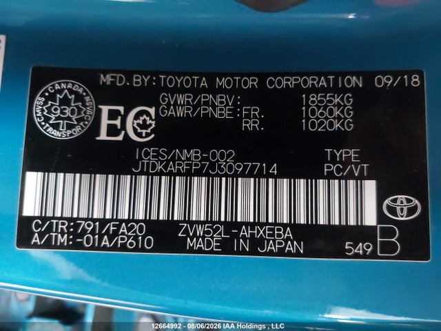 Toyota PRIUS PRIME 2018 JTDKARFP7J3097714 Image 18