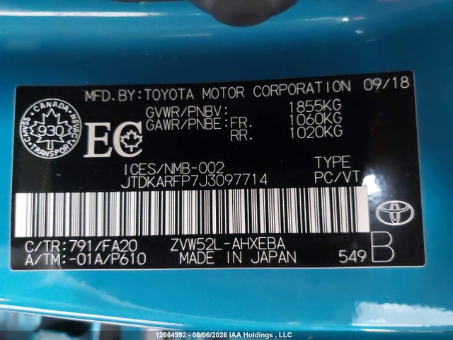 Toyota PRIUS PRIME 2018 JTDKARFP7J3097714 Image 9