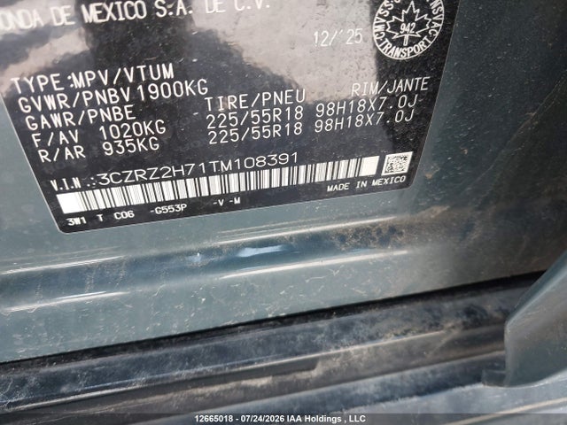 3CZRZ2H71TM108391 Honda Hr-v Exl