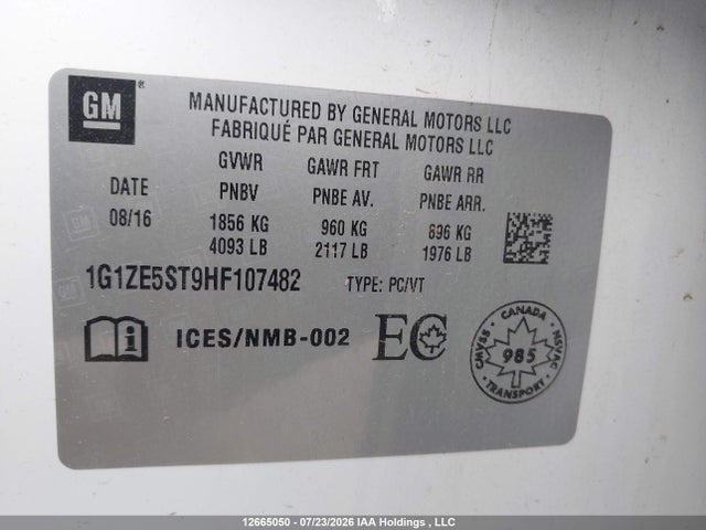 Продаж на аукціоні авто 2017 Chevrolet Malibu Lt, vin: 1G1ZE5ST9HF107482, номер лоту: 12665050
