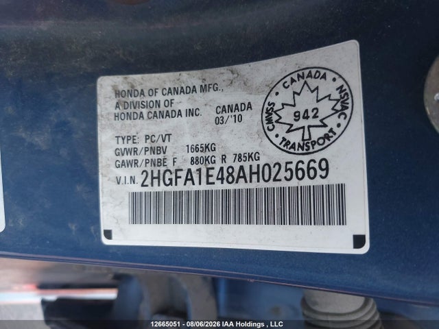 Aukcja sprzedaży 2010 Honda Civic, vin: 2HGFA1E48AH025669, numer aukcji: 12665051
