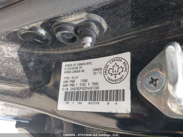Honda Civic 2015 2HGFB2F42FH041245 Image 9