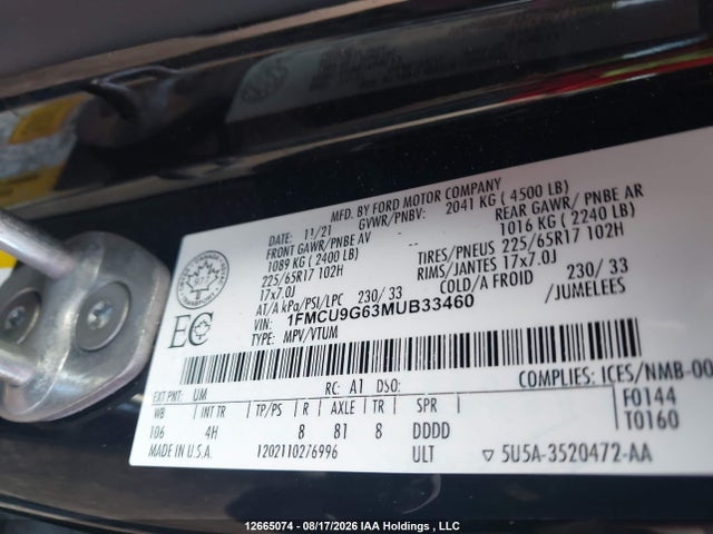 Ford ESCAPE SE 2021 1FMCU9G63MUB33460 Image 9