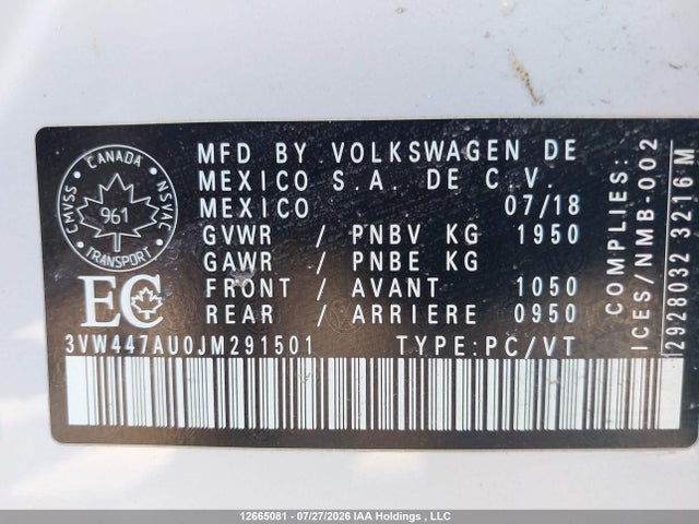 3VW447AU0JM291501 Volkswagen Golf Gti 5-door/5-door Autobahn