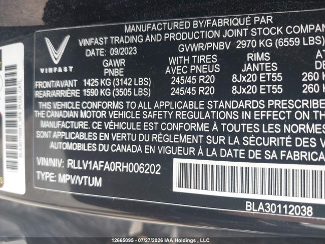 Vinfast Vf 8 Plus 2024 RLLV1AFA0RH006202 Image 9