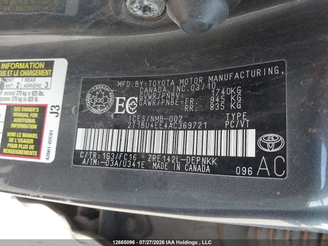 Продажа на аукционе авто 2010 Toyota Corolla Le, vin: 2T1BU4EE4AC369721, номер лота: 12665096