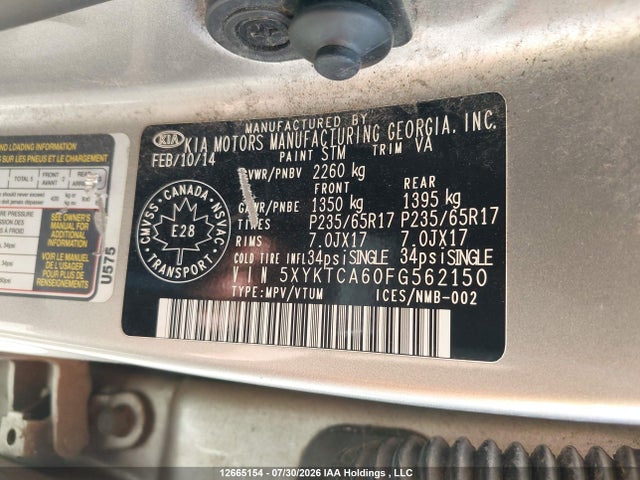KIA Sorento 2015 5XYKTCA60FG562150 Image 17