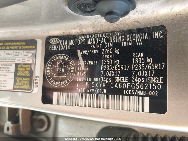 KIA Sorento 2015 5XYKTCA60FG562150 Image 18