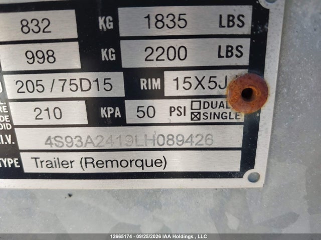 Aukcja sprzedaży 2020 Gregory Attenuator Trailer, vin: 4S93A2419LH089426, numer aukcji: 12665174