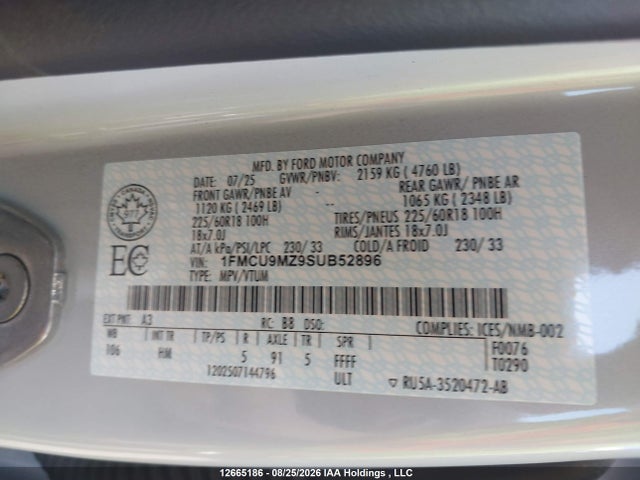 Ford Escape 2025 1FMCU9MZ9SUB52896 Image 9