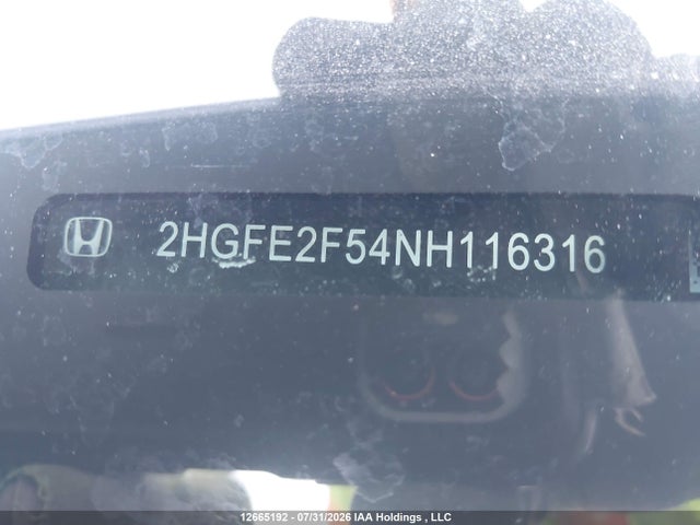 12665192 :رقم المزاد ، 2HGFE2F54NH116316 vin ، 2022 Honda Civic Sport مزاد بيع