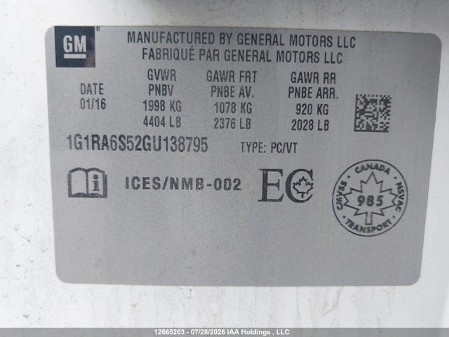 Chevrolet VOLT LT 2016 1G1RA6S52GU138795 Image 9