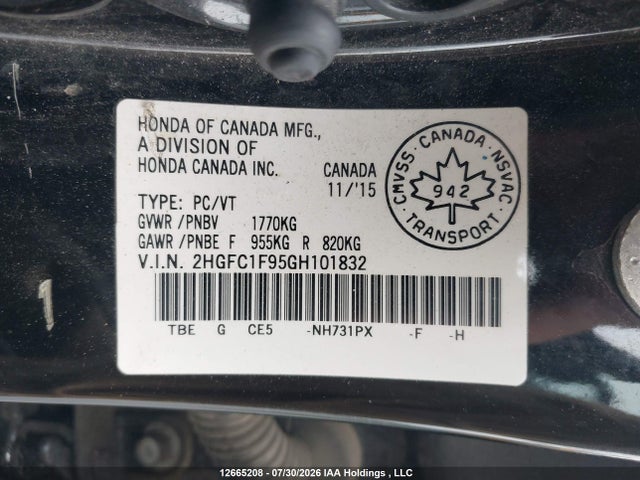 Honda Civic Touring 2016 2HGFC1F95GH101832 Image 19