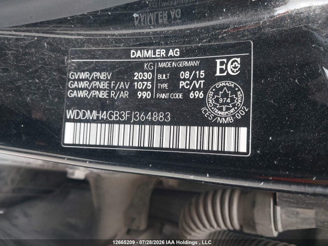WDDMH4GB3FJ364883 Mercedes-Benz B 250 4matic Sports Tourer