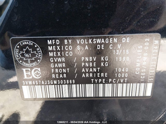 3VW4S7AJ3GM303869 Volkswagen Jetta Gli/se/sel