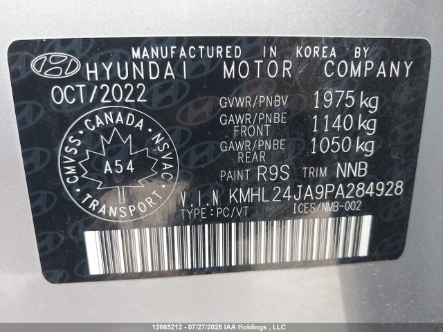 Продажа на аукционе авто 2023 Hyundai Sonata Se, vin: KMHL24JA9PA284928, номер лота: 12665212
