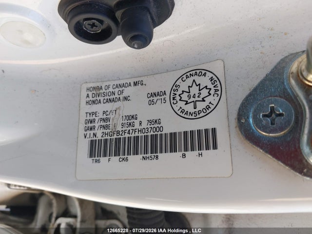 Honda Civic Lx 2015 2HGFB2F47FH037000 Image 9