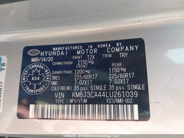 KM8J3CA44LU261039 Hyundai Tucson Preferred Awd