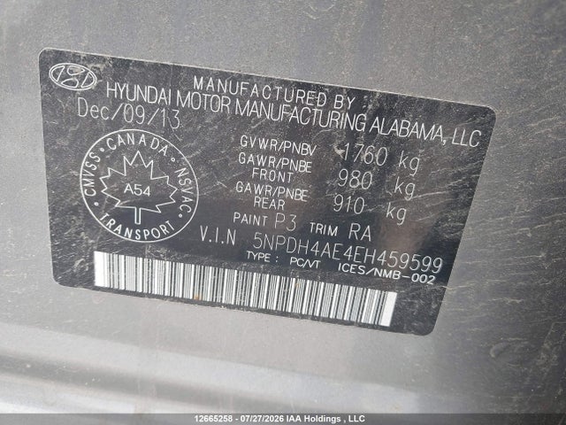 Hyundai ELANTRA GL 2014 5NPDH4AE4EH459599 Image 9