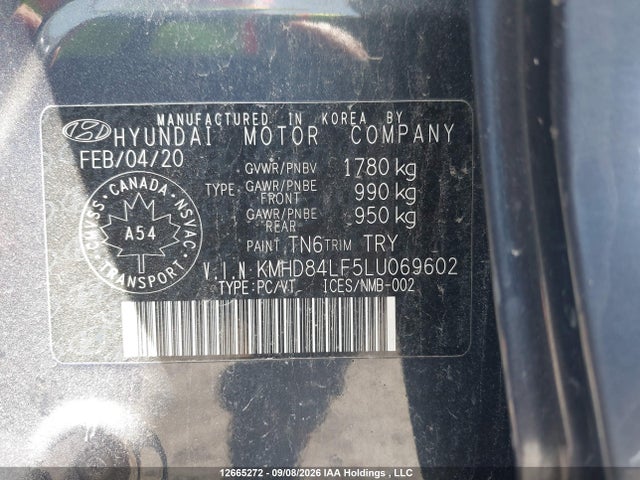 Продажа на аукционе авто 2020 Hyundai Elantra Preferred Auto Ivt, vin: KMHD84LF5LU069602, номер лота: 12665272