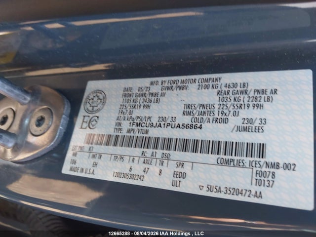 Ford Escape Platinum 2023 1FMCU9JA1PUA56864 Image 9