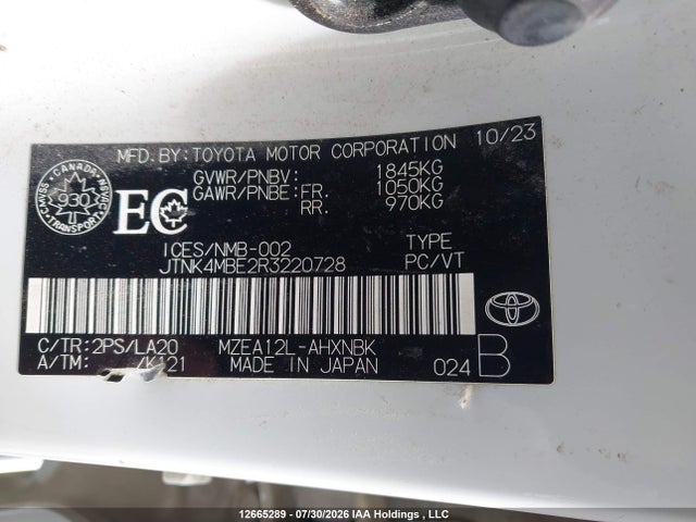 JTNK4MBE2R3220728 Toyota Corolla
