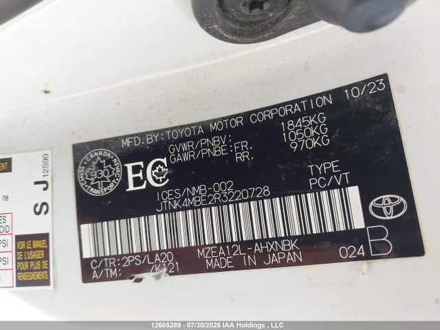 JTNK4MBE2R3220728 Toyota Corolla