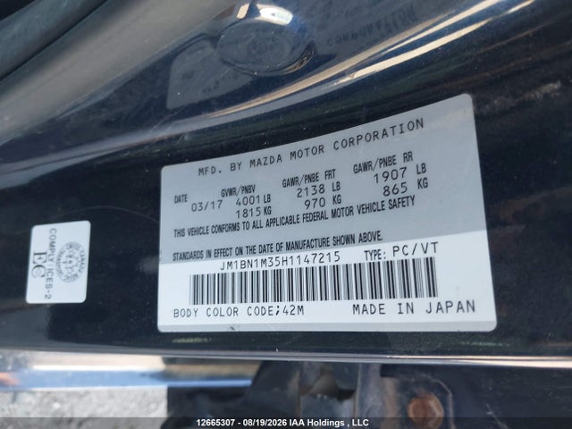 JM1BN1M35H1147215 Mazda Mazda3 Gt
